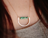 Turquoise and Gold Hoop Necklace
