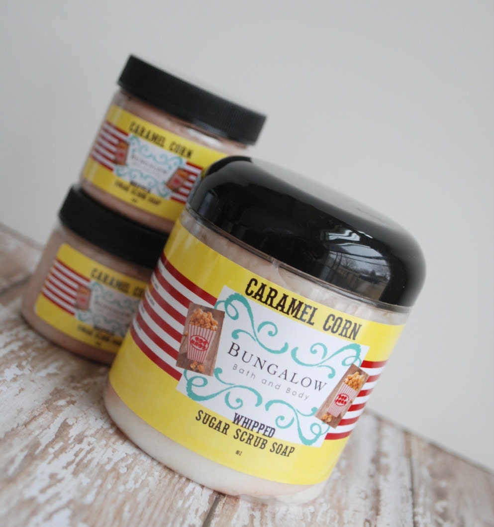 Sugar Scrub Soap Caramel Corn - Paraben & SLS Free - 8oz Jar - New
