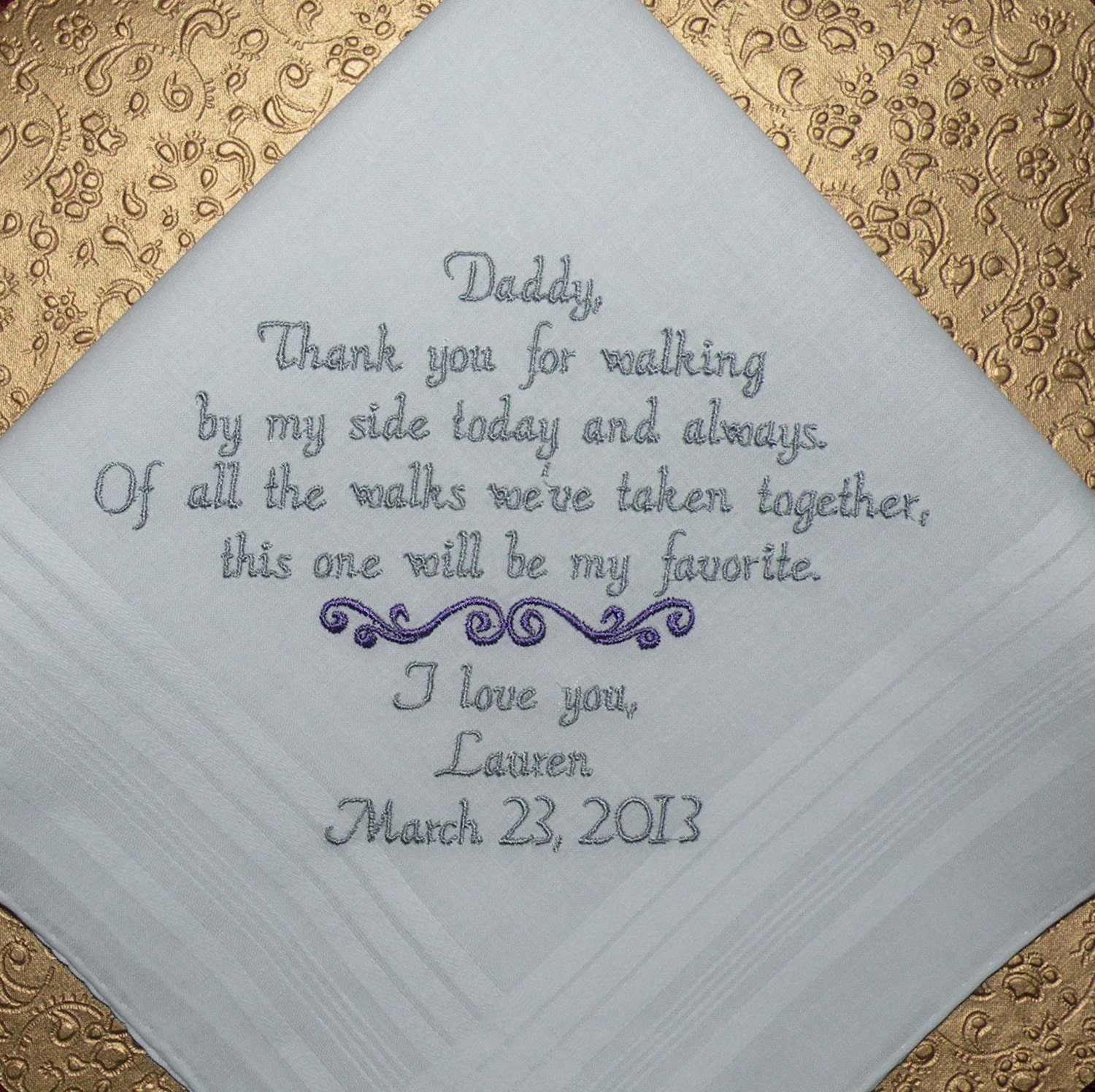 Personalized Hanky Wedding Gift Handkerchief from the Bride to her Father Best Man Brother By Canyon Embroidery