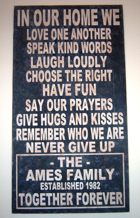 Extra Large Personalized Family Rules Sign, Typography Wood Sign, Subway Art Sign