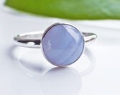 Blue Lace Agate Ring - Stacking Ring - Sterling SIlver