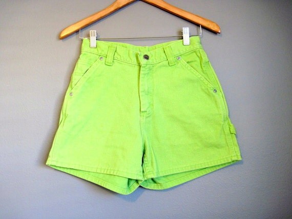 neon green denim shorts