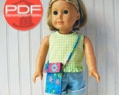 Updated pattern - messenger bag sewing pattern - purse for girls and their doll - PDF- INSTANT DOWNLOAD