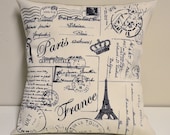 Paris France pillow cover - 14x14