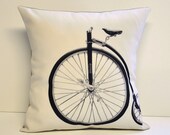 Antique bicycle pillow cover - 14x14