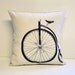 Antique bicycle pillow cover - 14x14