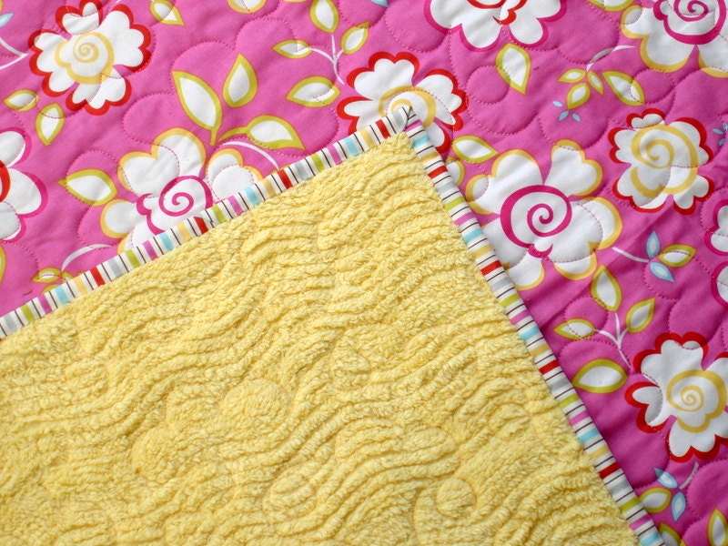 Larged Quilted Chenille Baby Blanket - ready to ship