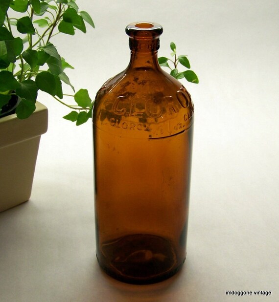 Reserved Vintage Amber Clorox Bleach Bottle 1930s by imdoggone