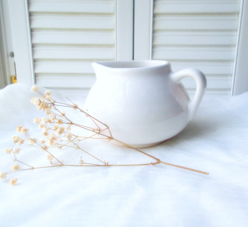 Ironstone Creamer Shabby Chic Pitcher Vintage Kitchen Creamer