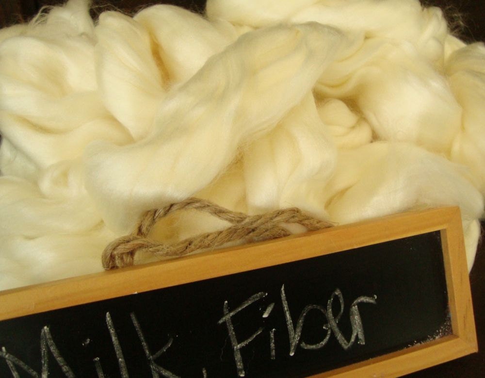 Milk fiber, by the ounce, roving, undyed