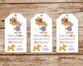 SET of 20 Clown, Balloons MINI Favor Tags, Hang Tags  :  Circus, Carnival, Personalized