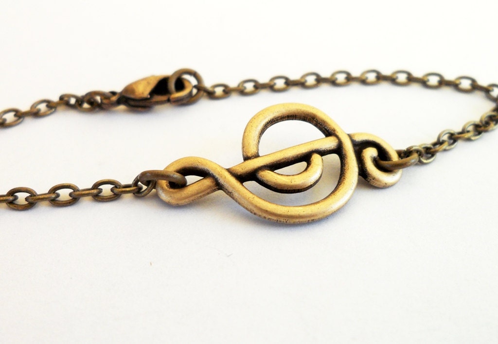 Steampunk Music Note Bracelet- Antiqued Brass- Music Note
