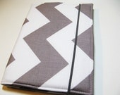 Designer Daily Organizer - Ready to Ship - Gray Chevron - 5x8 Notepad - Portfolio Organizer - List Taker, Fits many EReaders