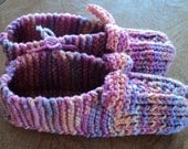 Hand Knitted Slippers with Bows - Melonberry