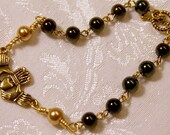 Green/Gold Irish Claddagh Bracelet