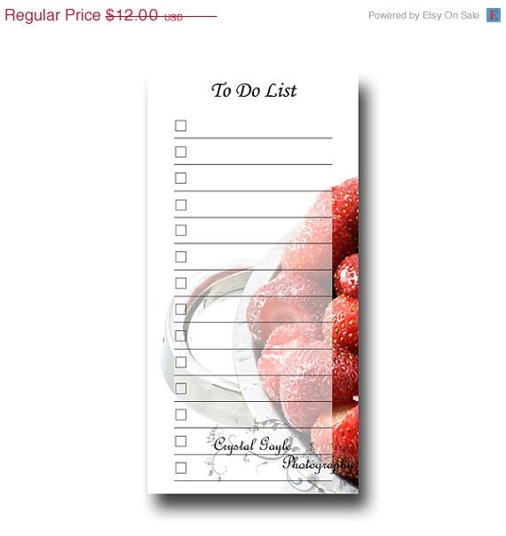Reusable Magnetic To Do or Grocery List Erasable 4x8 Strawberry Food Photo Red Silver White Gift For Mom