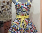 Star Trek Apron - Comic Book with a hint of Yellow - Full of Twirl Flounce -Ready to ship