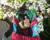 skirt, gypsy skirt,belly dance, bustle skirt,sequin,indian,black lace,patchwork,noire, tribal fusion,roses,etno,women outwear,dance,colorful