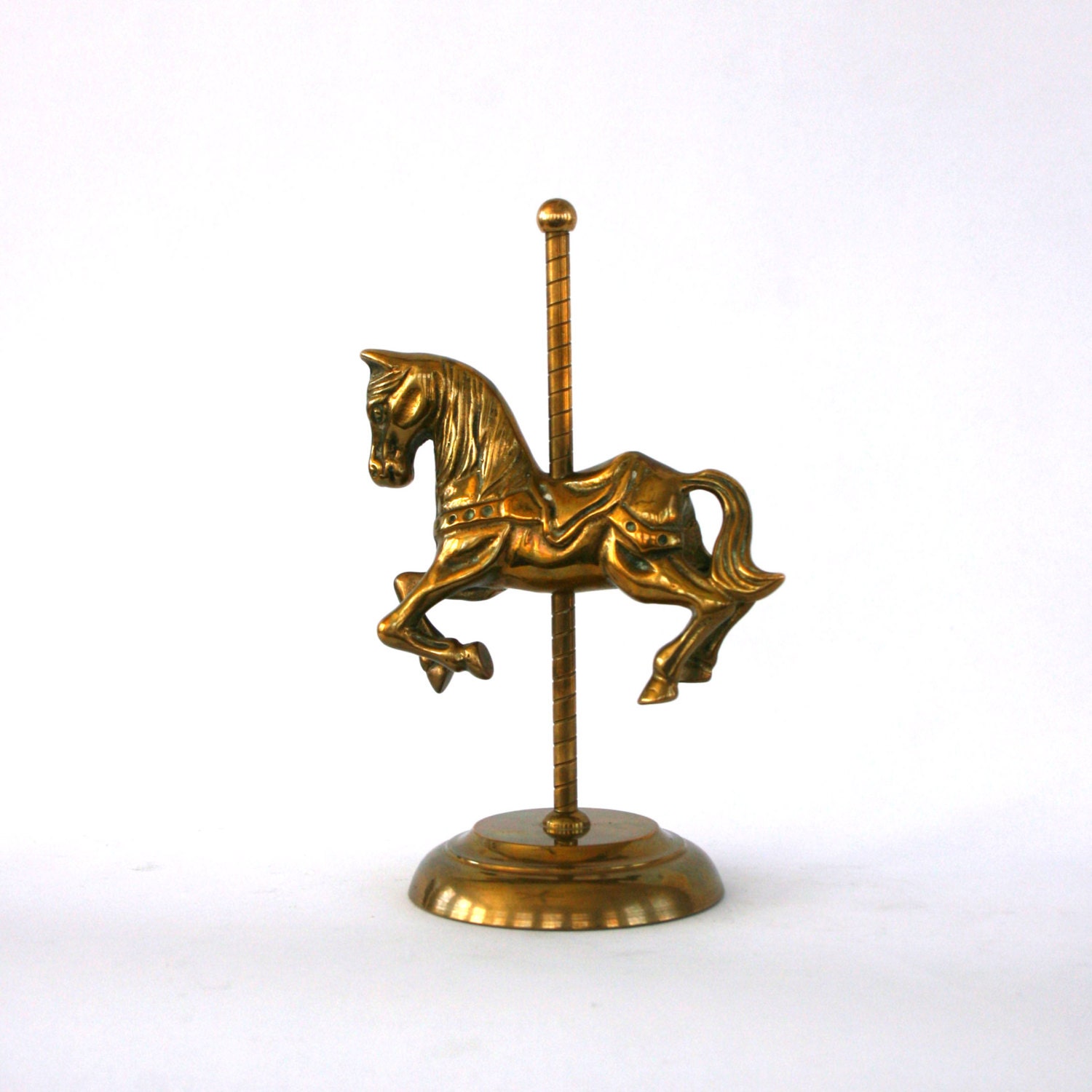 Vintage Brass Carousel Horse. Nursery Decor. Paperweight.