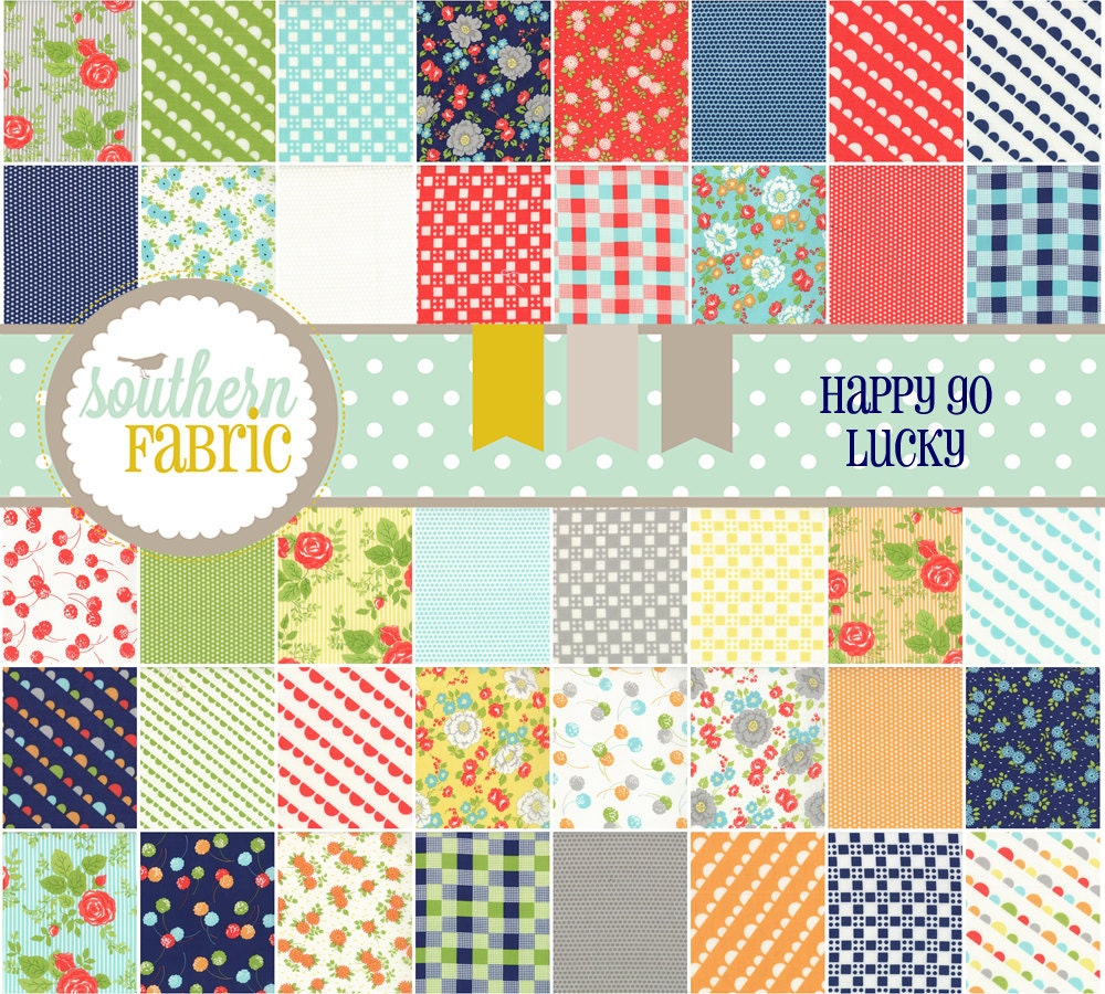 Happy Go Lucky - Mini Charm by Bonnie & Camille for Moda (55060MC) 42 2 1/2  inch Quilt Fabric Squares