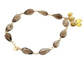 Smokey Topaz Teardrops with Yellow Tourmaline, Bracelet