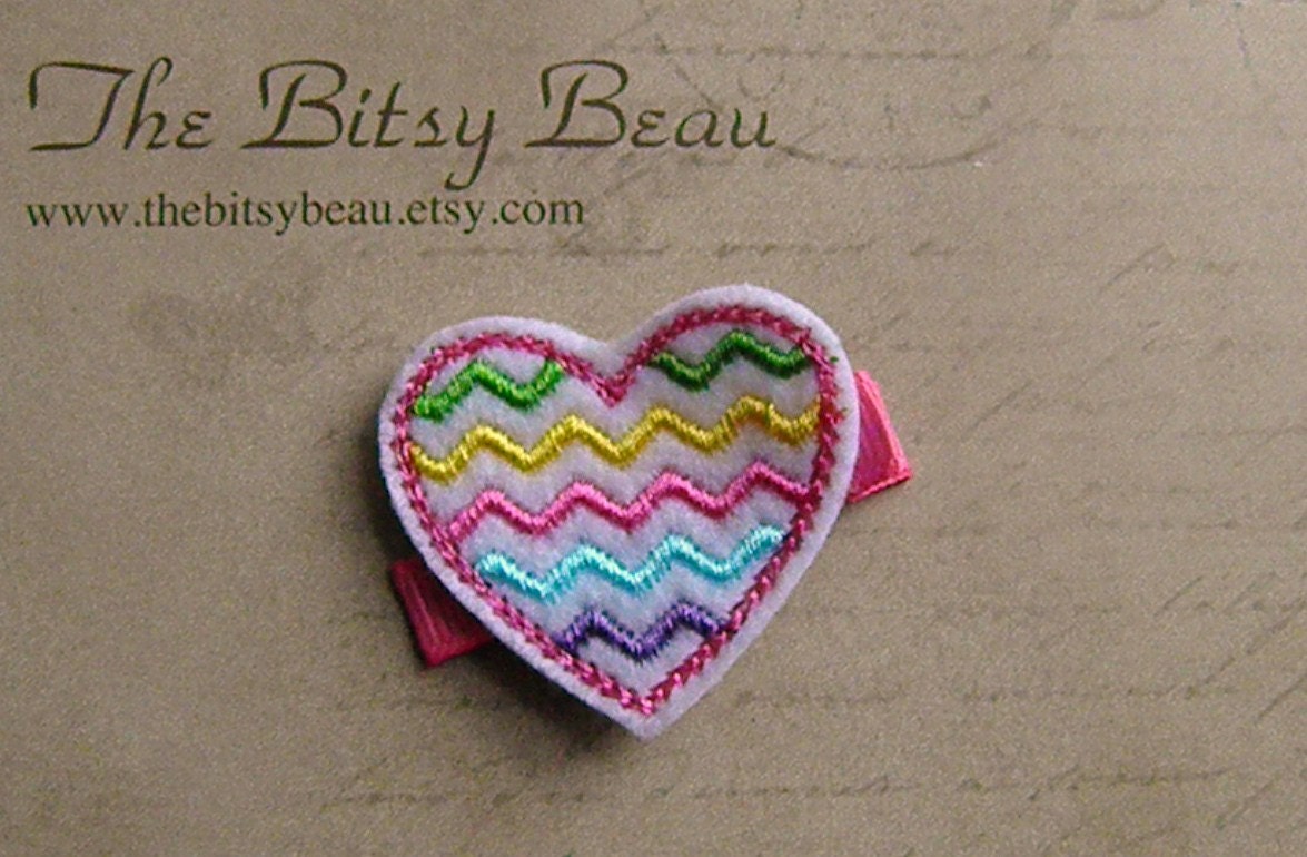 Chevron Heart Hair Clip-Custom Colors Available