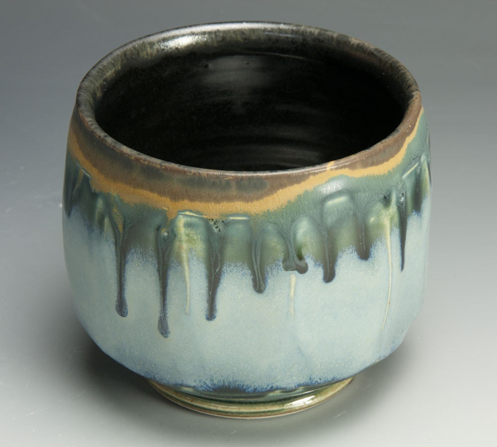 Handcrafted fluted stoneware tea cup tea bowl-Japanese yunomi-884