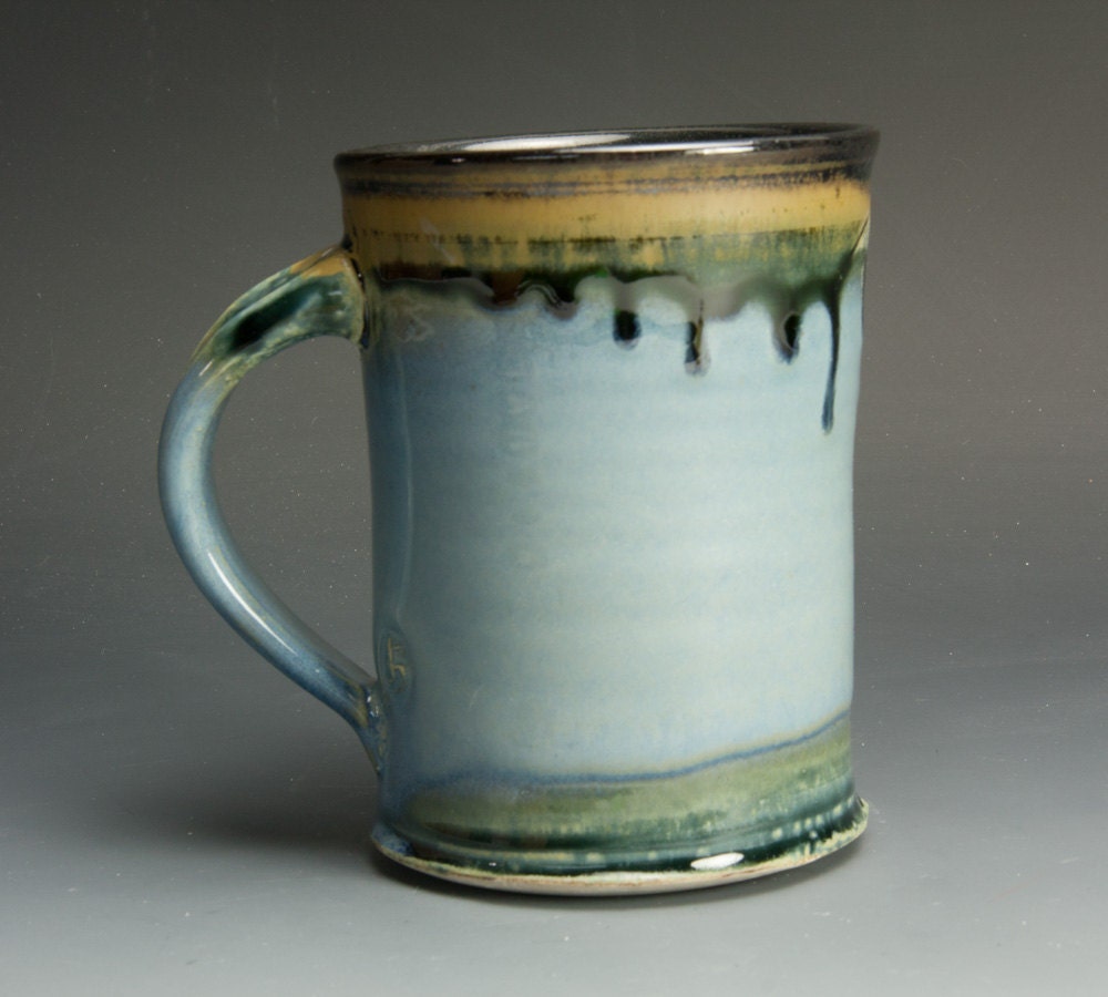 Handcrafted stoneware blue tea cup coffee mug -  996