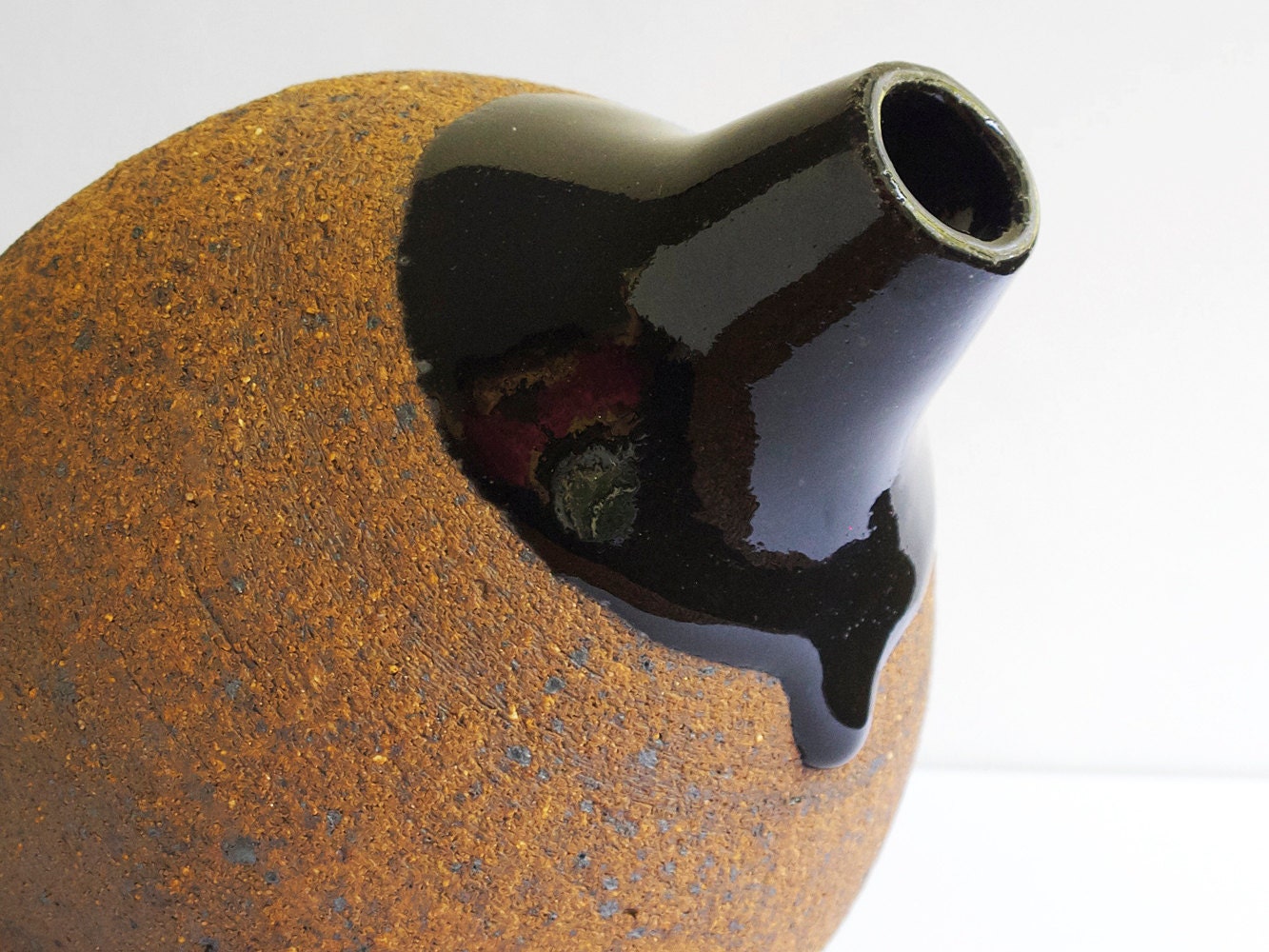 Handmade Stoneware Double Duty Salt Pig / Cellar with Bamboo Spoon