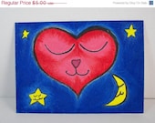 Sale 10% Off Sleeping Kitty Heart Eco Original Drawing Artist Trading Card