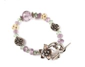 Sale 10% Off Gorgeous Amethyst Swarovski Carved Bone Bracelet