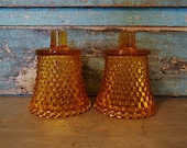 Yellow Light Gold Votive Cups Candle Holders Glass Sconce Vintage