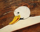 1930's Children's Baby Clothes Hanger - Vintage Painted Wooden Hanger-Duck - Handmade
