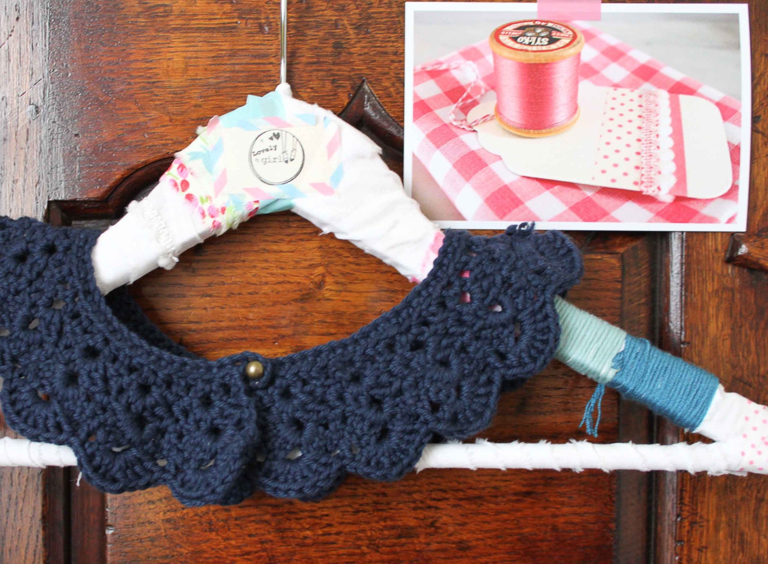 Handmade navy blue crochet collar