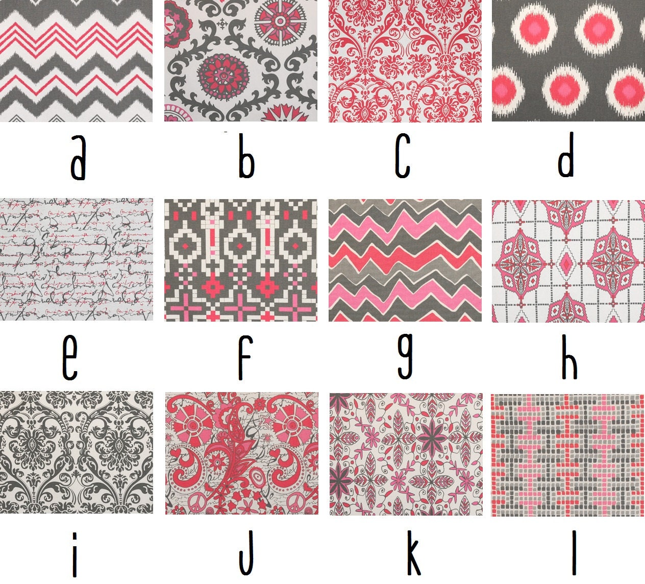 Flamingo and Charcoal Custom Crib Bedding--YOU DESIGN, I CREATE