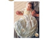 Vintage Crochet Pattern Christening Gown and Bonnet - PDF Email Delivery - PrettyPatternsPlease