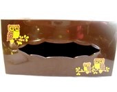 Vintage Retro Tissue Box Cover-70s-Owl Decor-Choco Brown-Hinged from Tessiemay
