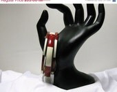 Vintage Maroon and White Bangle Bracelets Set of Three