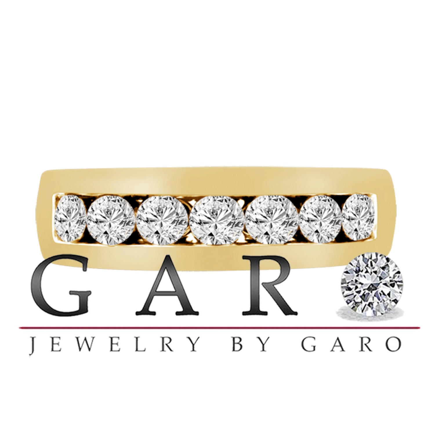 0.77 Carat 14K Yellow Gold 7 Stone Wedding & Anniversary Diamond Band Canal Set 6mm Unisex Handmade