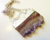 Amethyst & Sterling Silver Scallop Necklace, Handmade, OOAK