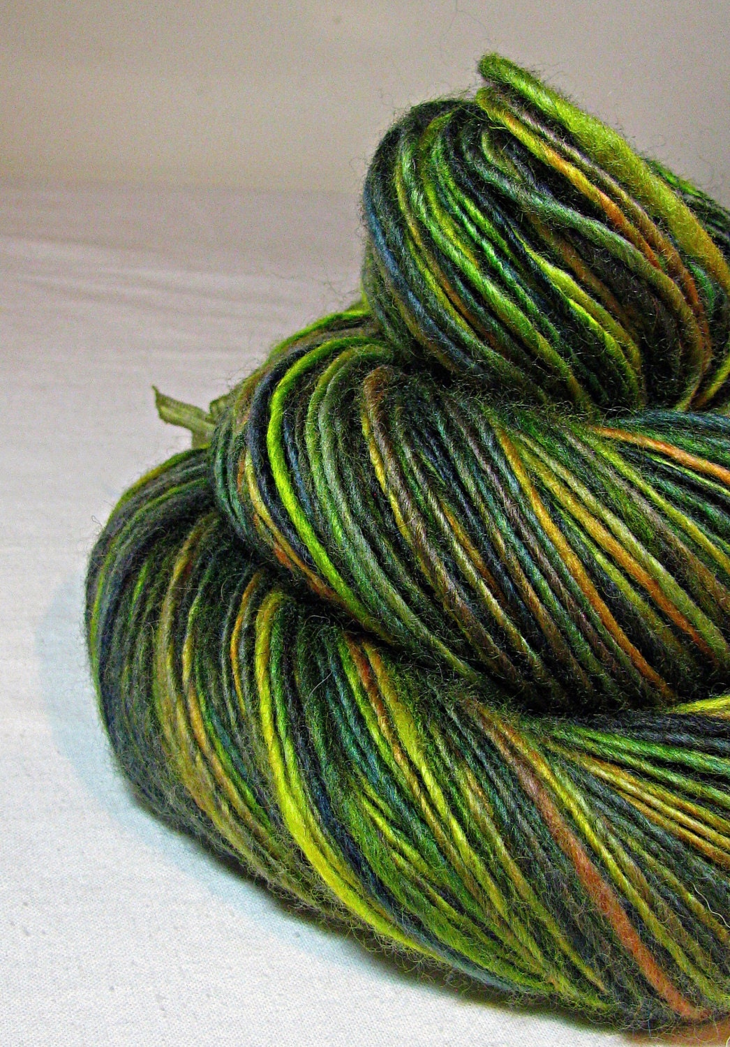 Handspun Yarn Gently Thick and Thin Single Blue Faced Leicester 'Autumn Harvest'