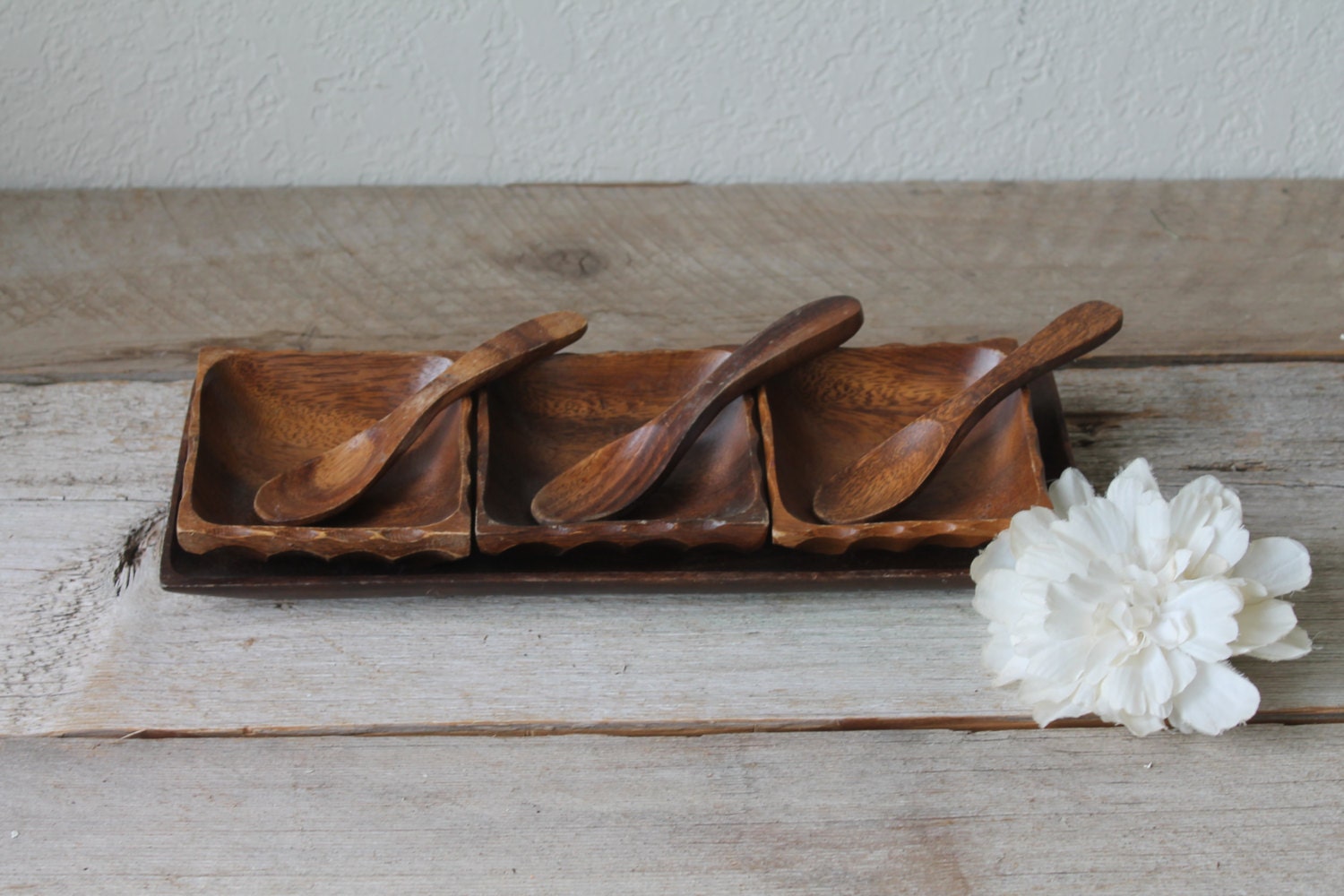 Vintage Teak Hor D'oeurves Serving Set