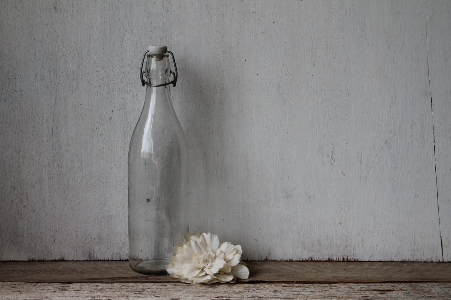 Vintage Italian Glass Bottle with Wire Bail Lid