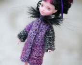 40% OFF Sale Coat OOAK Monster High Repaint  Couture Fur Coat doll Long Sweater  Cardigan  Outfit Dollfie BJD Custom outfit