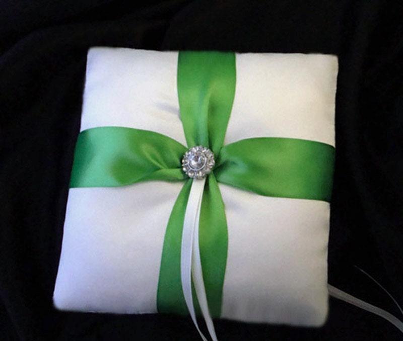 Fifth Avenue Wedding Ring Bearer Pillow in White and Emerald Green - Pick Your Own Color - BOGO 1/2 Offer