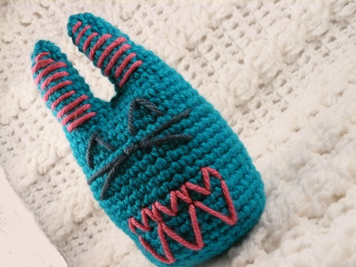 Amigurumi crochet bunny, Valentine's Day gift, turquoise, pink, blue