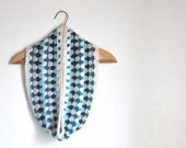 Infinity Scarf Crocheted Granny Style Cowl Womens Neck Warmer Teal Brown