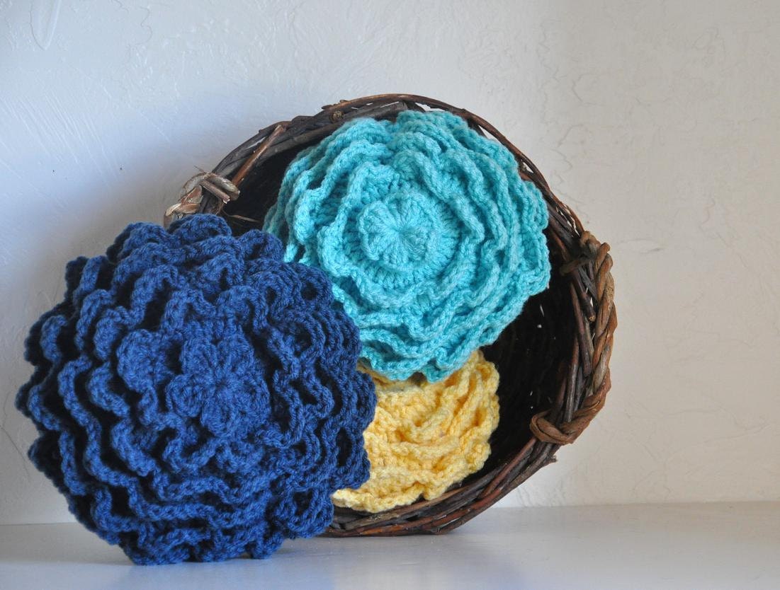 3 Small Granny Bloom Throw Pillows  Flower Power Retro Home Decor