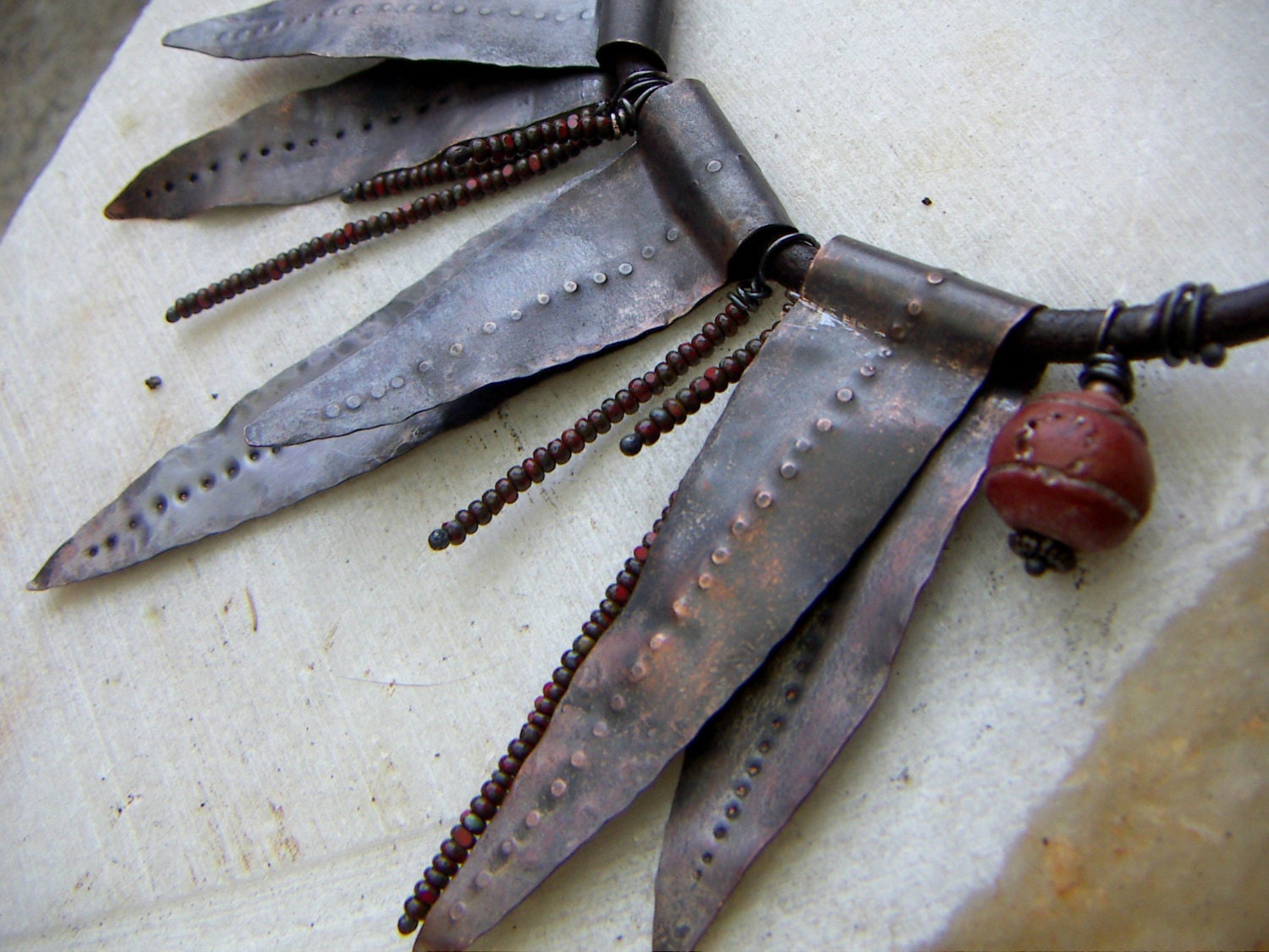 Textured Leaf Copper Necklace