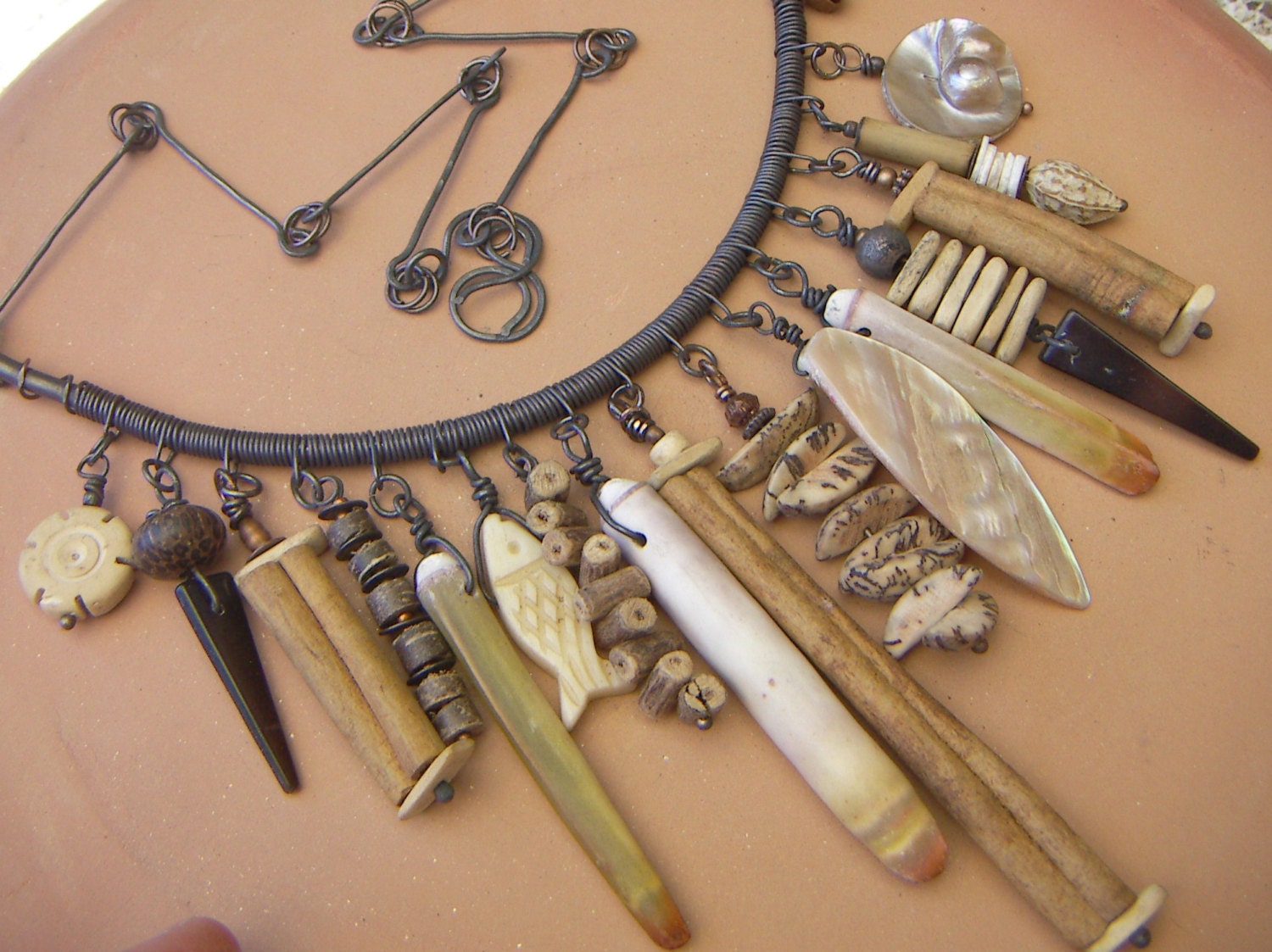 Copper Wrap Necklace with Natural Treasures